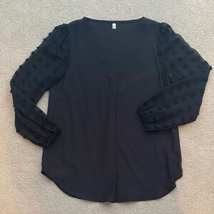Hotouch black long sleeves top with sheer sleeves in size small